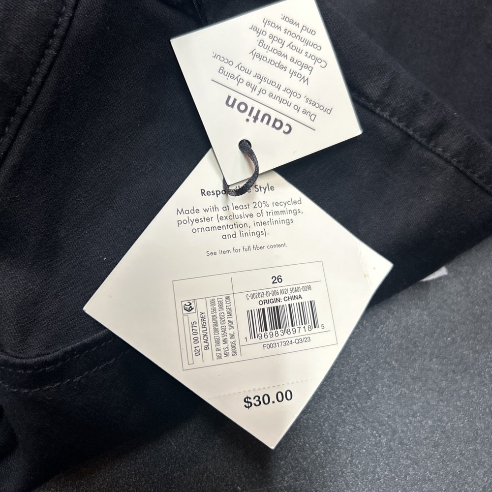 Women's High-Rise Skinny Jeans Ava & Viv Black Denim Size 26 Heavyweight - Picture 4 of 8